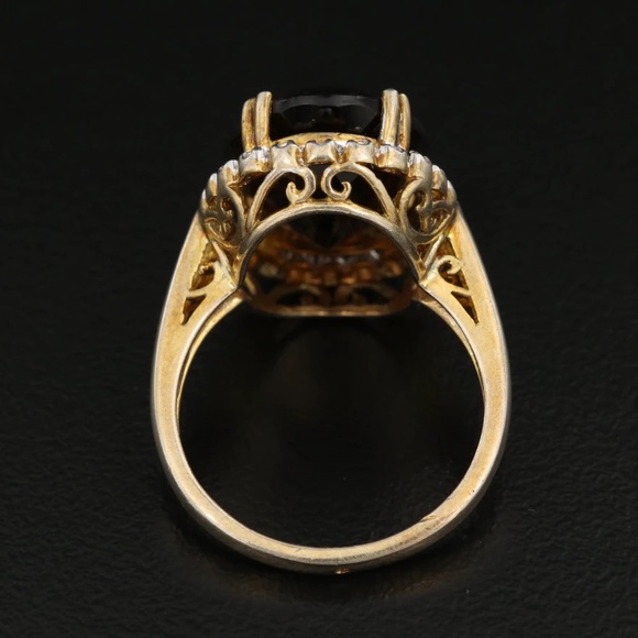 🌟SOLD Sterling Silver Smoky Quartz and Diamond Ring - Picture 5 of 9